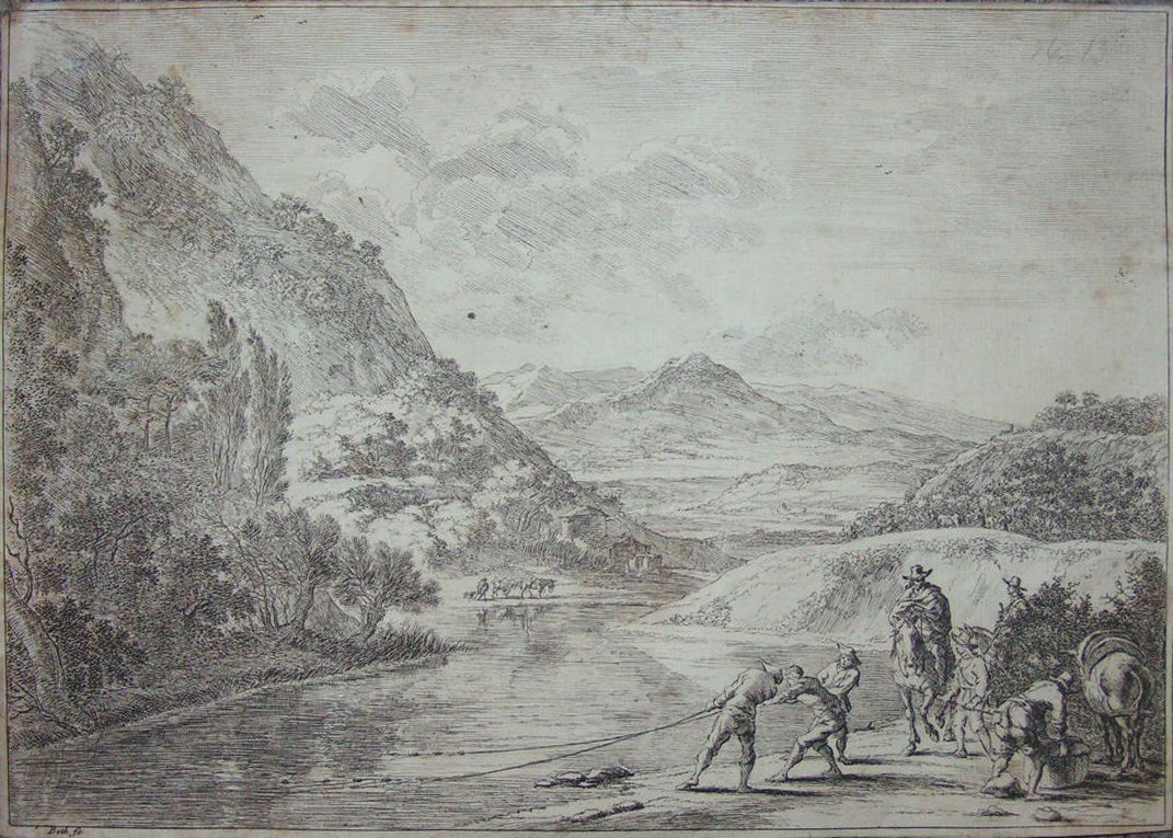 Etching - Fishermen at the Tiber, near the Soracte - Both